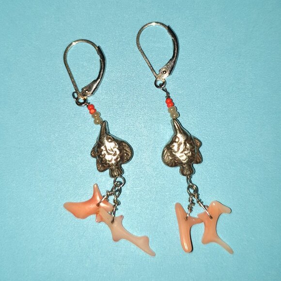 Authentic Native American Angel Skin Coral 925 Sterling Silver Ocean Jewelry Set - Picture 9 of 15